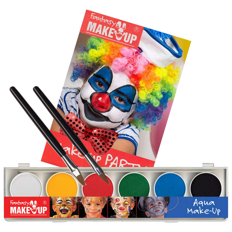 Παλέτα 6 Aqua Χρωμάτων Face Painting & Οδηγίες σχέδιο αγόρι κλόουν